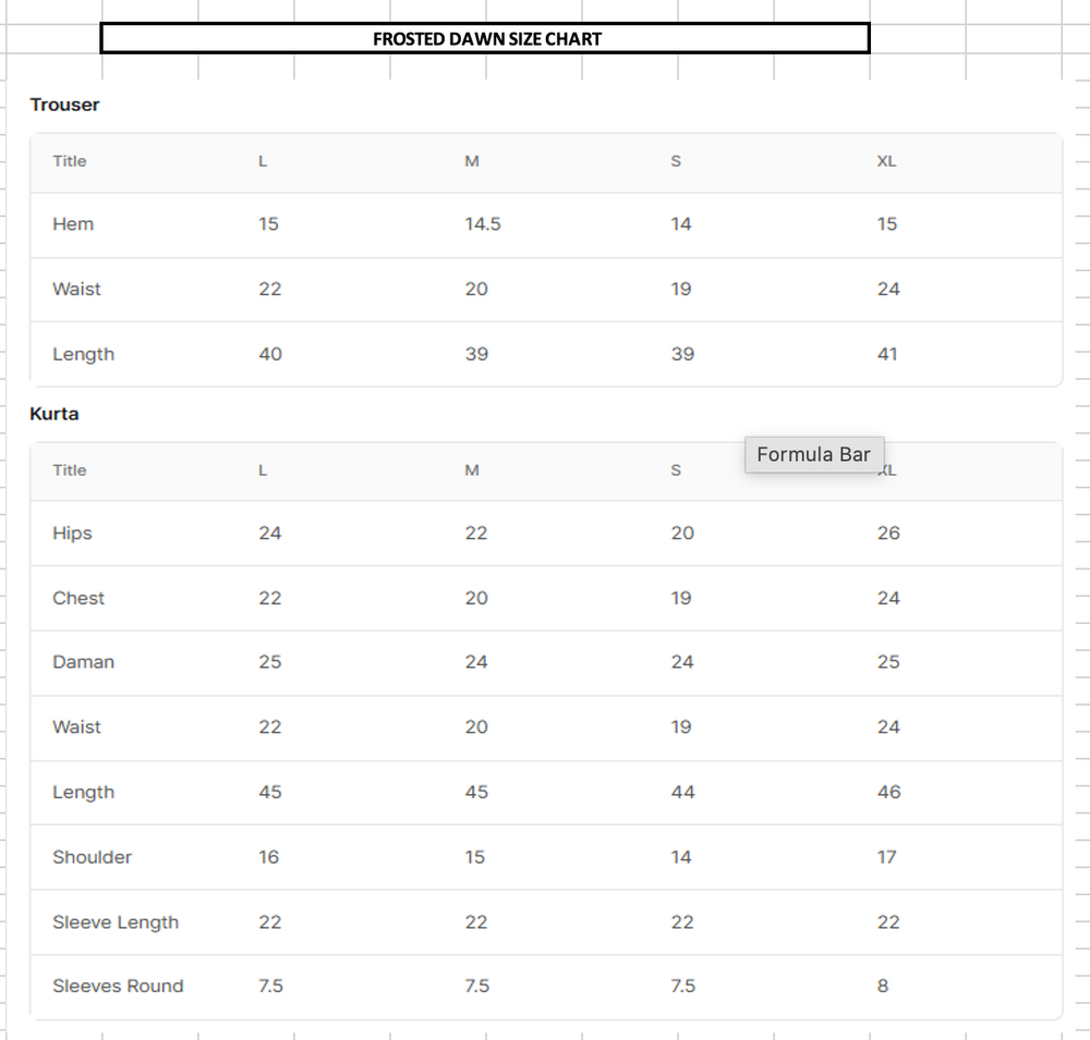 Size Chart