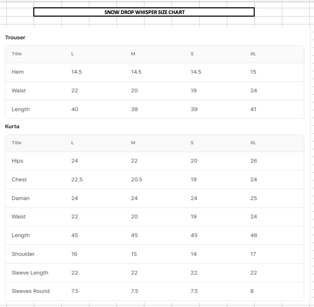 Size Chart