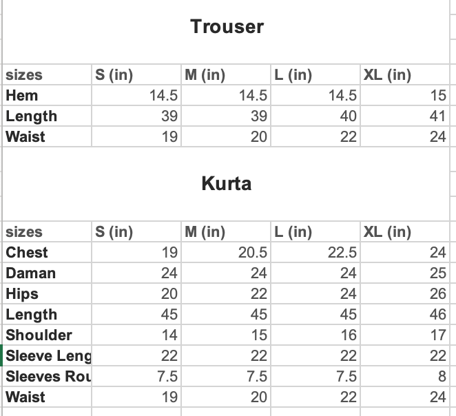 Size Chart