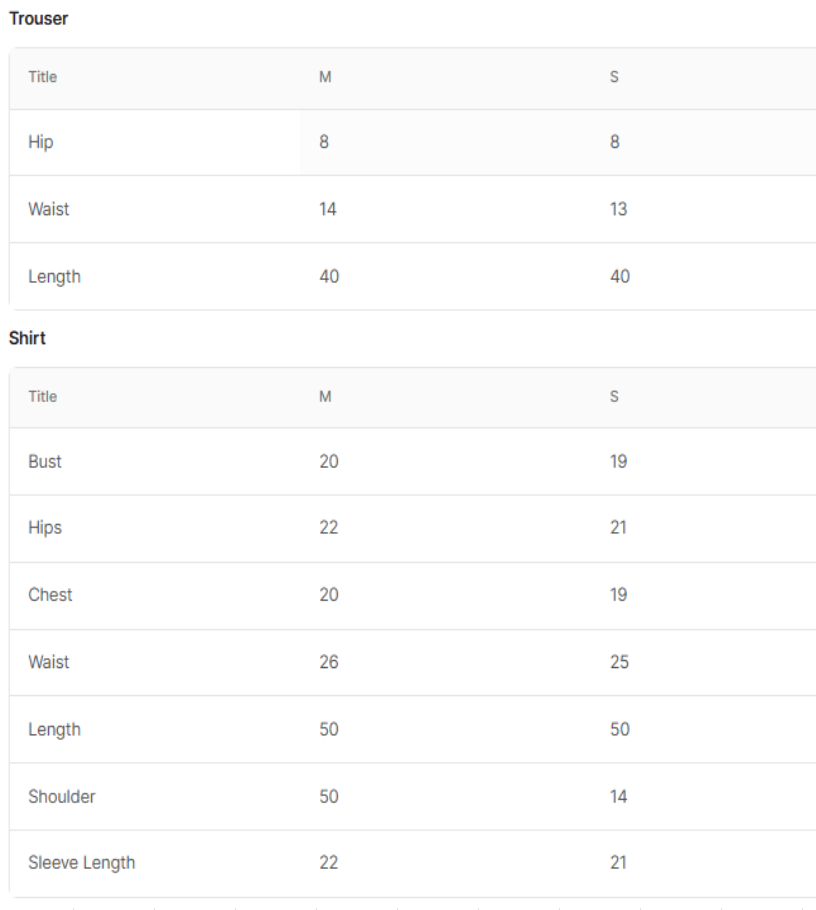 Size Chart