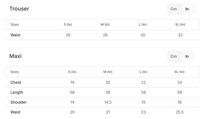 Size Chart